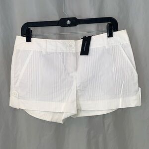 NWT 8 White Button Up Cuff Hem 100% Cotton Shorts
